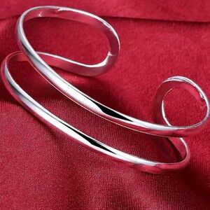 Silver Double Circle Line Bangle Bracelet For Woman Cuff bracelet